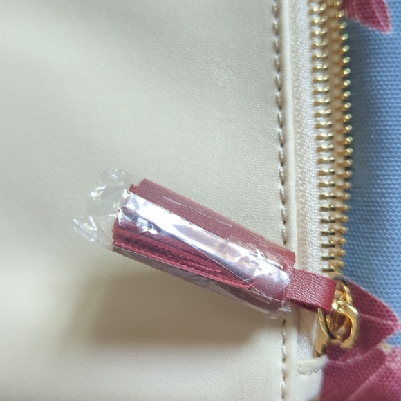 Rachel Pally Leather Trimmed Fold-over Clutch Cream Floral Pattern NWOT - Picture 4 of 14